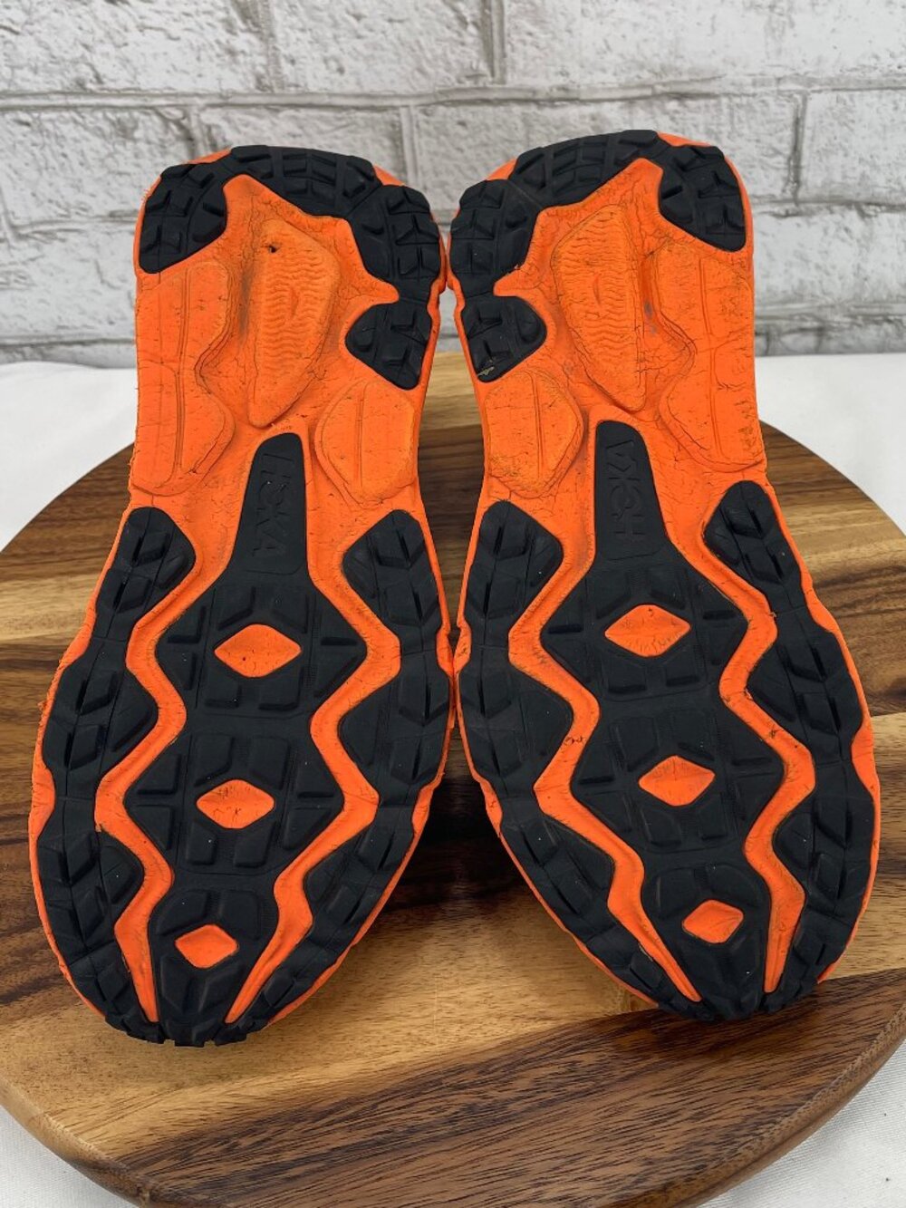 Hoka Men's Gray and Orange Athletic Running Shoes with Yellow Accents - Picture 12 of 16